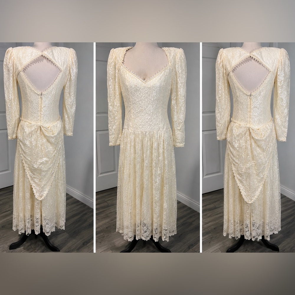 Vintage Lace Pearl Beaded Bohemian Boho Cottagecore Fairy Prairie Romantic Dress